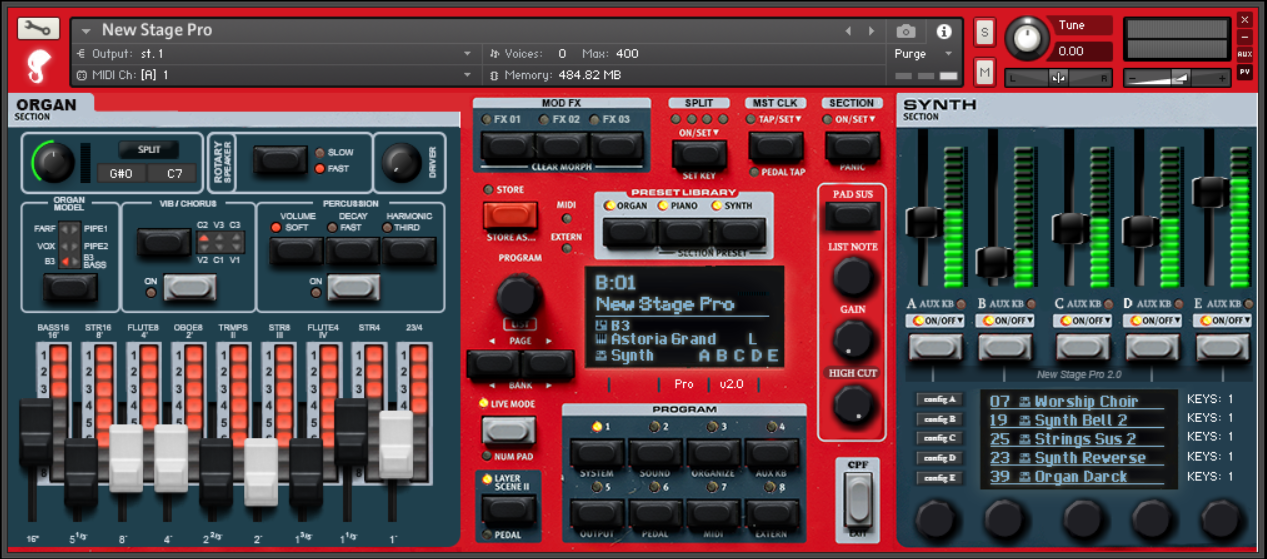 Interface principal New Stage Pro