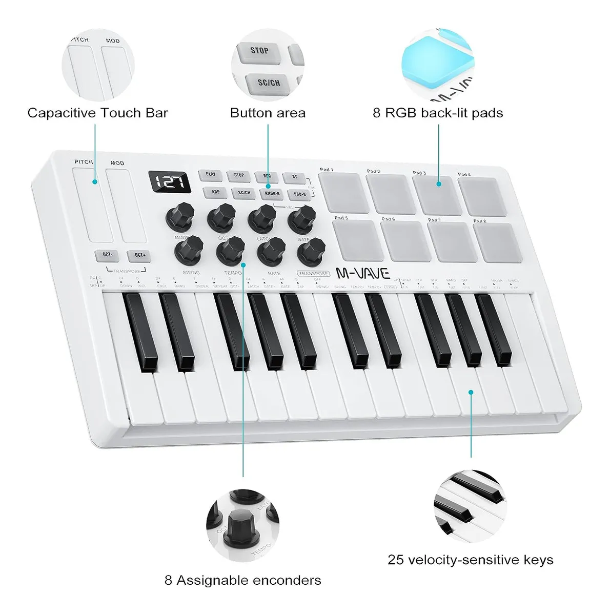 Controlador M-VAVE SMK 25 MIDI - Imagem 5